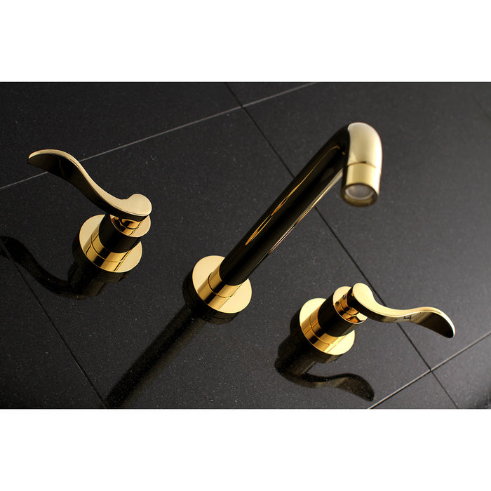 Kingston Tulare KS8022DFL - NuWave Two-Handle 3-Hole Wall Mount Tub Faucet, Polished Brass