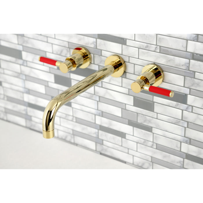 Kingston Sona KS8022DKL - Kaiser Two-Handle 3-Hole Wall Mount Tub Faucet, Polished Brass