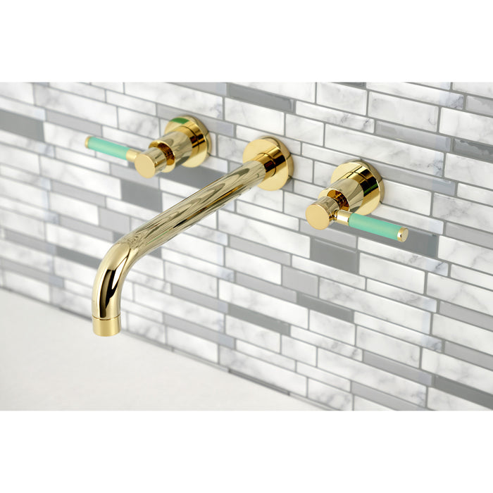 Kingston Sona KS8022DKL - Kaiser Two-Handle 3-Hole Wall Mount Tub Faucet, Polished Brass