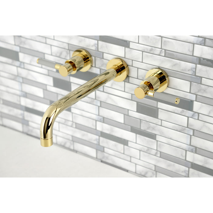 Kingston Sona KS8022DKL - Kaiser Two-Handle 3-Hole Wall Mount Tub Faucet, Polished Brass