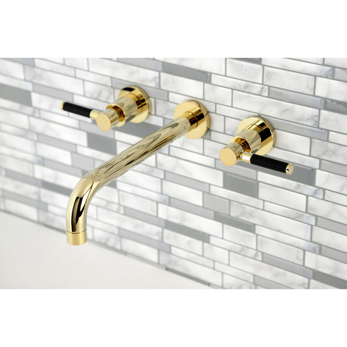Kingston Sona KS8022DKL - Kaiser Two-Handle 3-Hole Wall Mount Tub Faucet, Polished Brass
