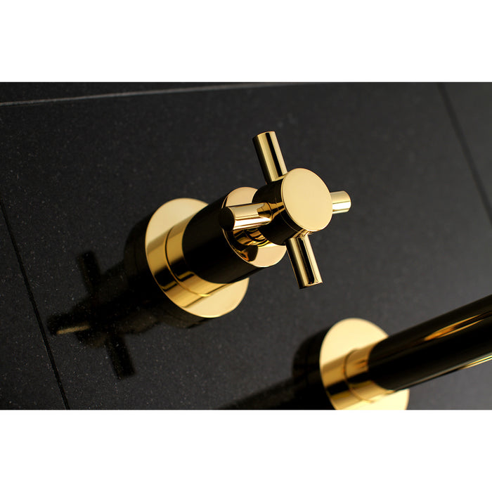 Kingston Sona KS8022DX - Concord Two-Handle 3-Hole Wall Mount Tub Faucet, Polished Brass