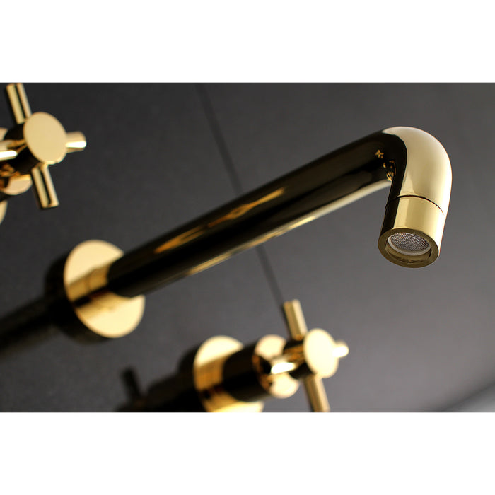 Kingston Sona KS8022DX - Concord Two-Handle 3-Hole Wall Mount Tub Faucet, Polished Brass