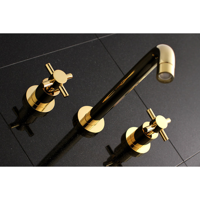 Kingston Sona KS8022DX - Concord Two-Handle 3-Hole Wall Mount Tub Faucet, Polished Brass