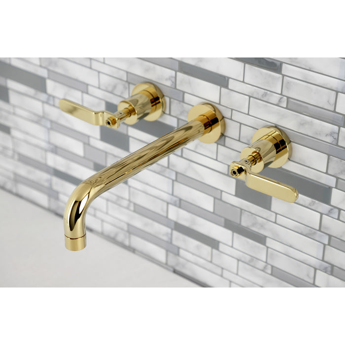Kingston Sona KS8022KL - Whitaker Two-Handle 3-Hole Wall Mount Tub Faucet, Polished Brass