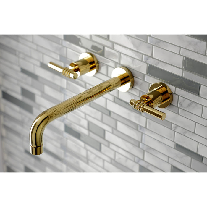 Kingston Sona KS8022ML - Milano Two-Handle 3-Hole Wall Mount Tub Faucet, Polished Brass
