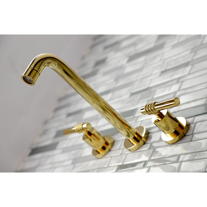 Kingston Sona KS8022ML - Milano Two-Handle 3-Hole Wall Mount Tub Faucet, Polished Brass
