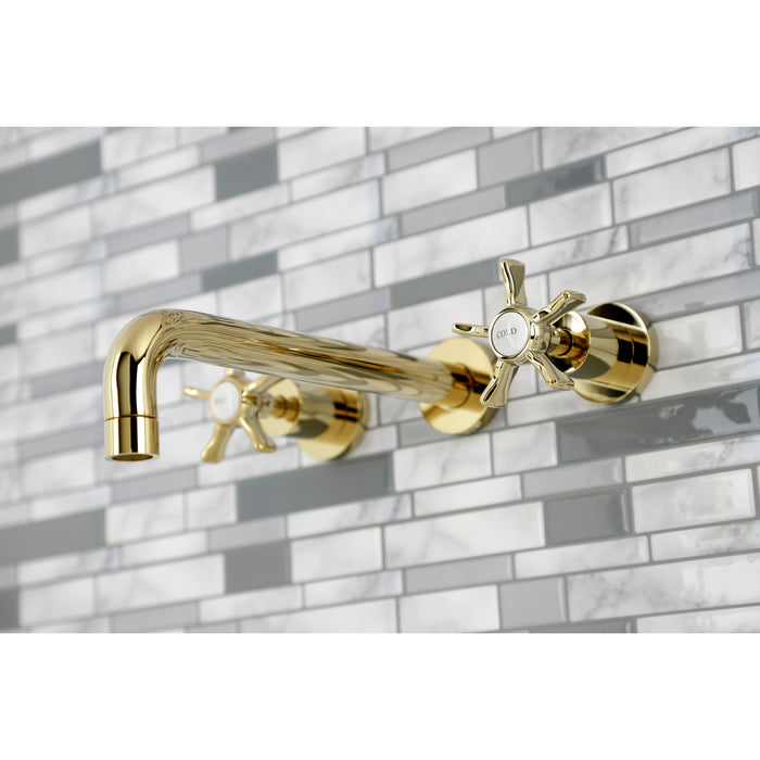 Kingston Sona KS8022NX - Hamilton Two-Handle 3-Hole Wall Mount Tub Faucet, Polished Brass