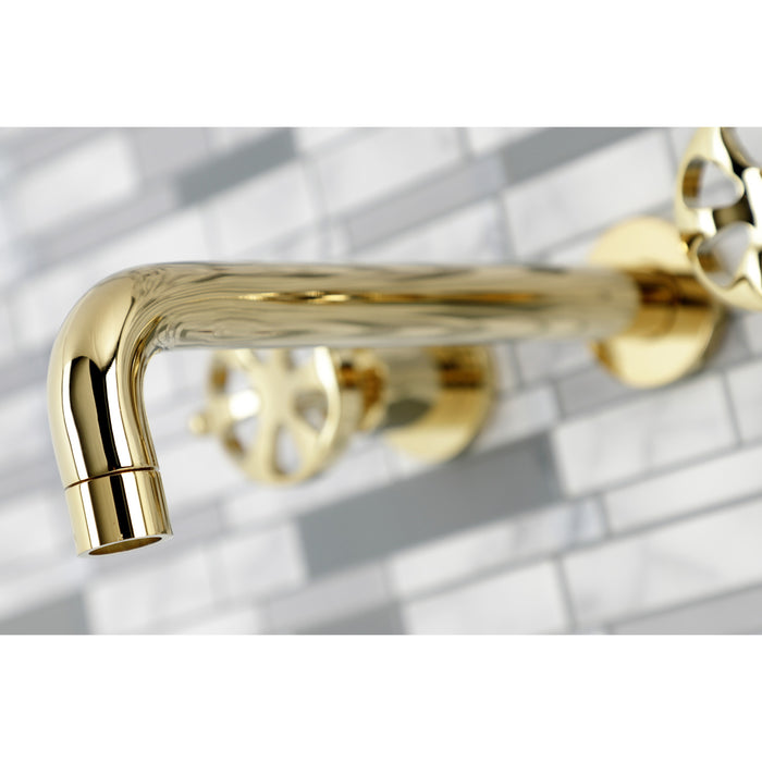 Kingston Sona KS8022RX - Belknap Two-Handle 3-Hole Wall Mount Tub Faucet, Polished Brass