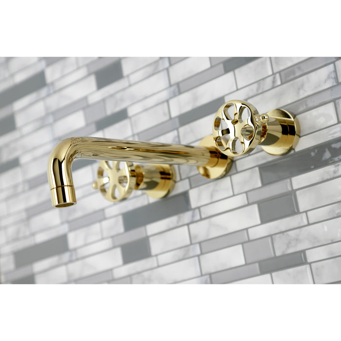 Kingston Sona KS8022RX - Belknap Two-Handle 3-Hole Wall Mount Tub Faucet, Polished Brass