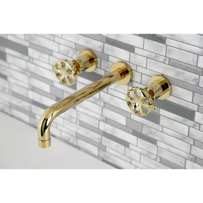 Kingston Sona KS8022RX - Belknap Two-Handle 3-Hole Wall Mount Tub Faucet, Polished Brass
