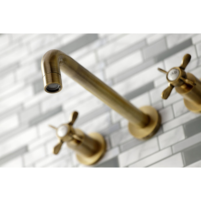 Kingston Tulare KS8023BEX - Essex Two-Handle 3-Hole Wall Mount Tub Faucet, Antique Brass