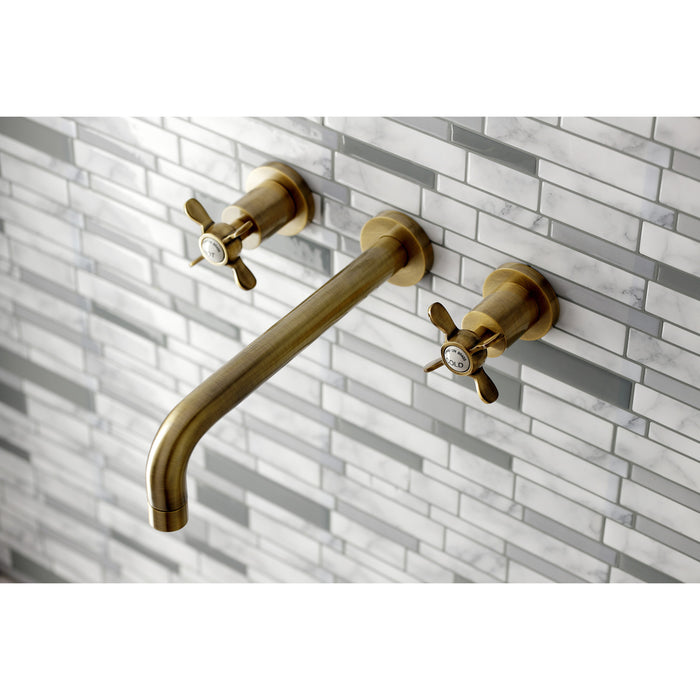 Kingston Tulare KS8023BEX - Essex Two-Handle 3-Hole Wall Mount Tub Faucet, Antique Brass