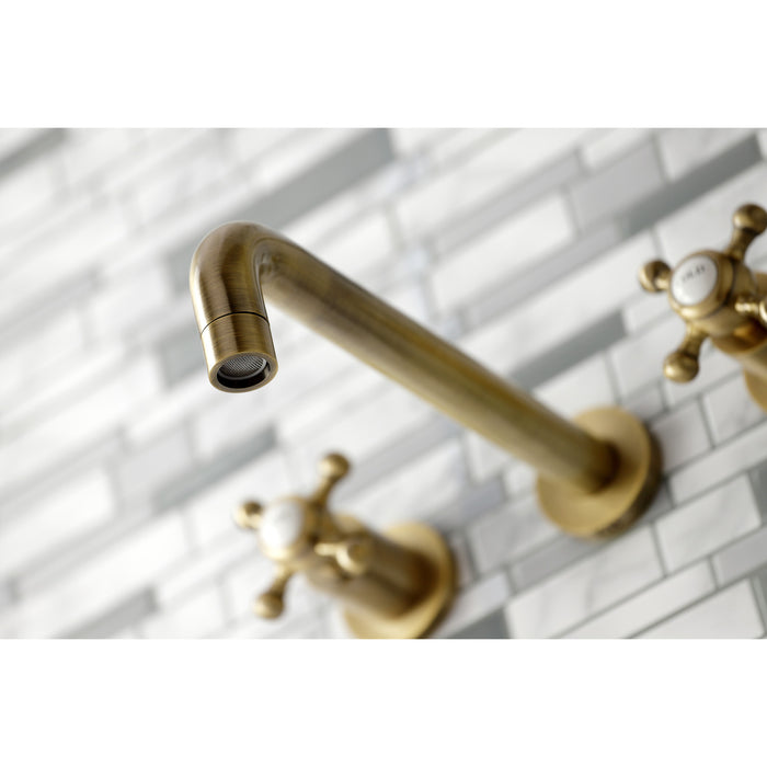 Kingston Tulare KS8023BX - Metropolitan Two-Handle 3-Hole Wall Mount Tub Faucet, Antique Brass