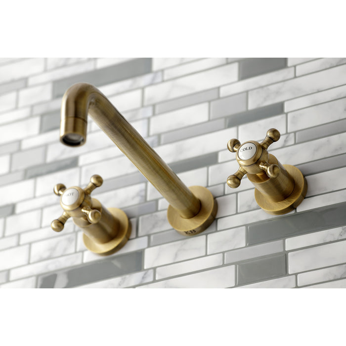 Kingston Tulare KS8023BX - Metropolitan Two-Handle 3-Hole Wall Mount Tub Faucet, Antique Brass