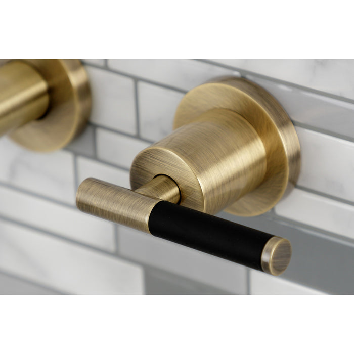 Kingston Sona KS8023CKL - Kaiser Two-Handle 3-Hole Wall Mount Tub Faucet, Antique Brass