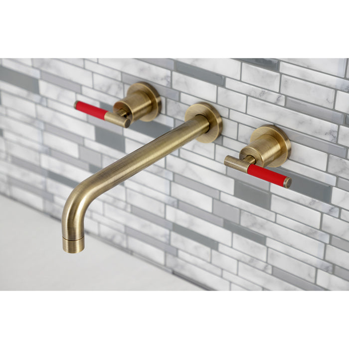 Kingston Sona KS8023CKL - Kaiser Two-Handle 3-Hole Wall Mount Tub Faucet, Antique Brass