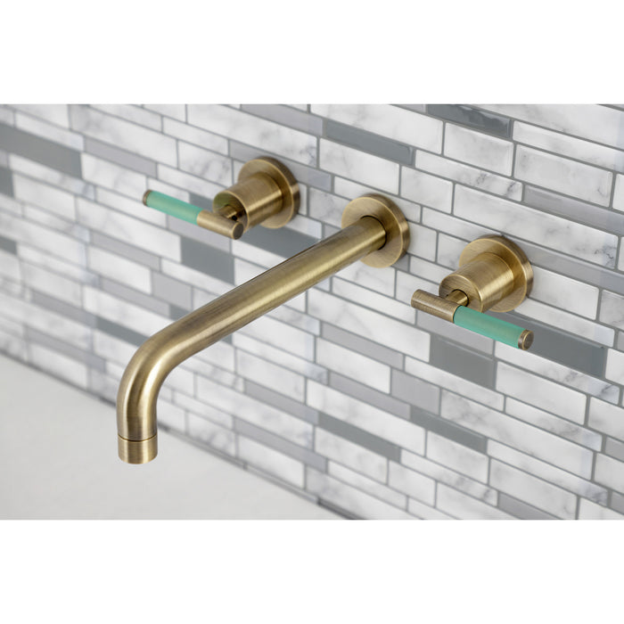 Kingston Sona KS8023CKL - Kaiser Two-Handle 3-Hole Wall Mount Tub Faucet, Antique Brass