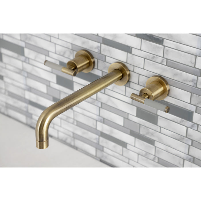 Kingston Sona KS8023CKL - Kaiser Two-Handle 3-Hole Wall Mount Tub Faucet, Antique Brass