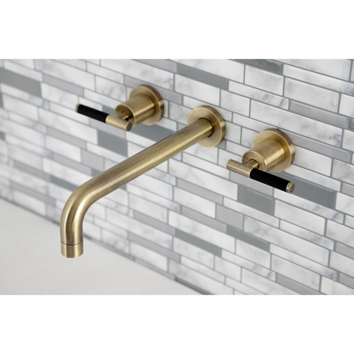 Kingston Sona KS8023CKL - Kaiser Two-Handle 3-Hole Wall Mount Tub Faucet, Antique Brass