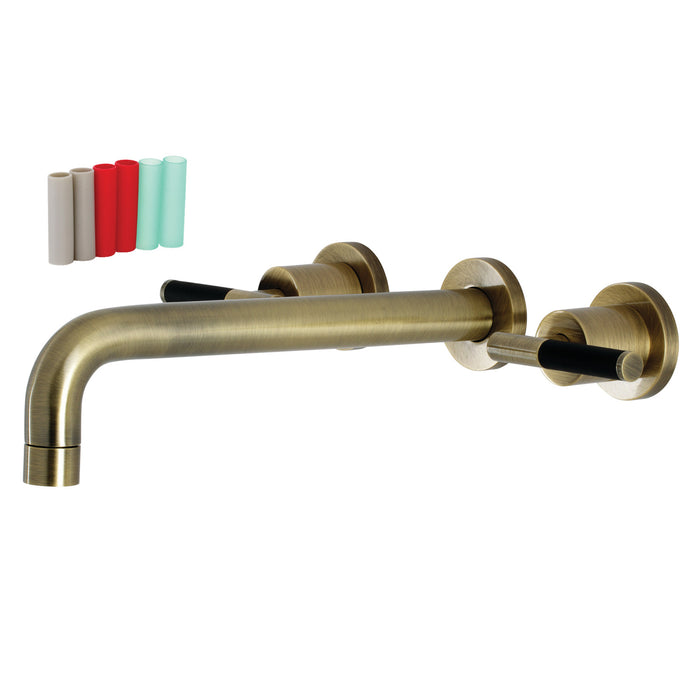 Kingston Sona KS8023CKL - Kaiser Two-Handle 3-Hole Wall Mount Tub Faucet, Antique Brass