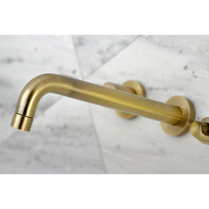 Kingston Tulare KS8023DFL - NuWave Two-Handle 3-Hole Wall Mount Tub Faucet, Antique Brass