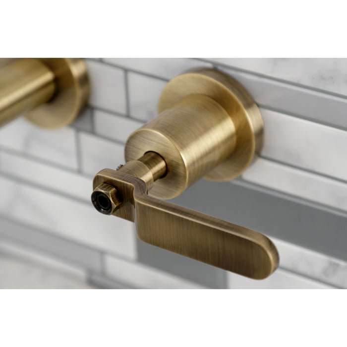 Kingston Sona KS8023KL - Whitaker Two-Handle 3-Hole Wall Mount Tub Faucet, Antique Brass
