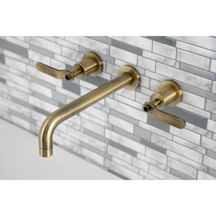 Kingston Sona KS8023KL - Whitaker Two-Handle 3-Hole Wall Mount Tub Faucet, Antique Brass