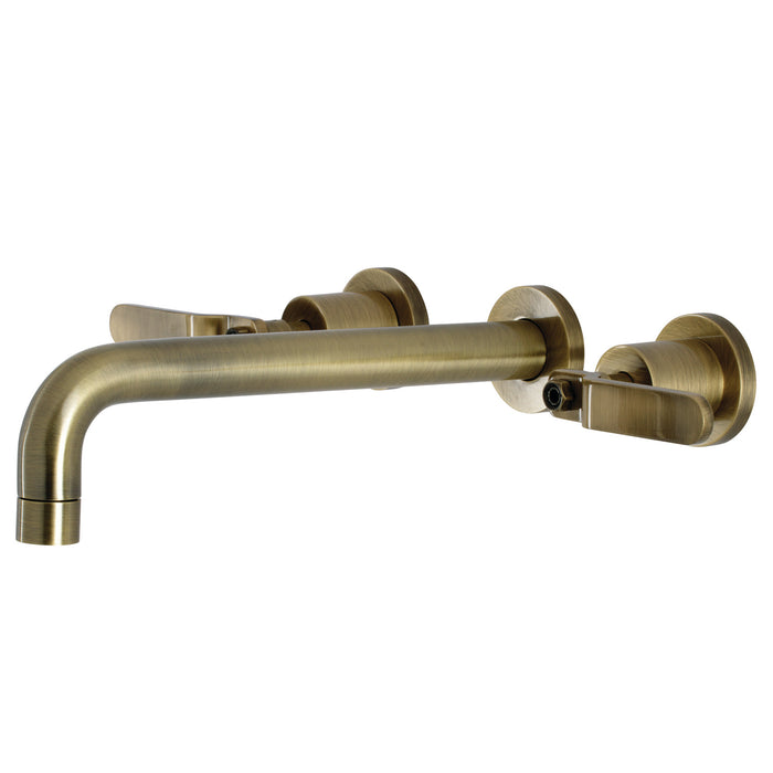 Kingston Sona KS8023KL - Whitaker Two-Handle 3-Hole Wall Mount Tub Faucet, Antique Brass