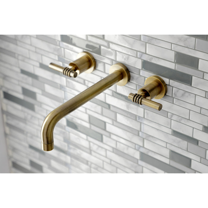 Kingston Sona KS8023ML - Milano Two-Handle 3-Hole Wall Mount Tub Faucet, Antique Brass