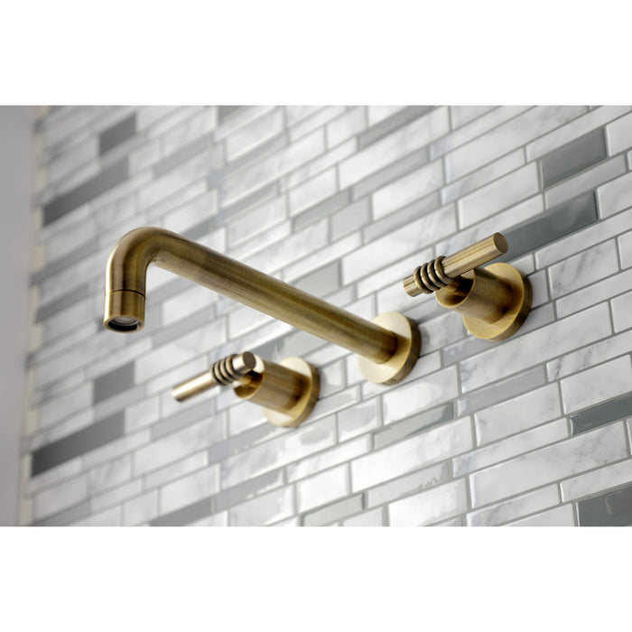 Kingston Sona KS8023ML - Milano Two-Handle 3-Hole Wall Mount Tub Faucet, Antique Brass