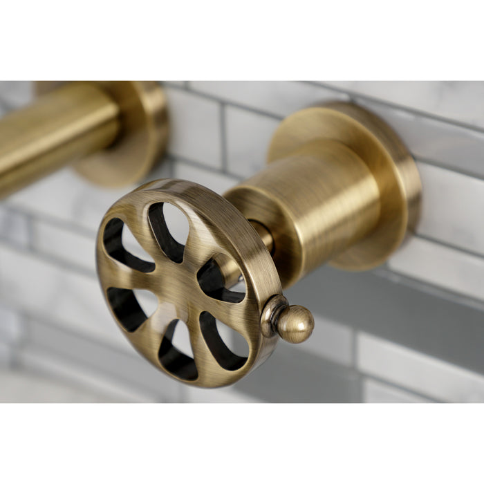 Kingston Sona KS8023RX - Belknap Two-Handle 3-Hole Wall Mount Tub Faucet, Antique Brass