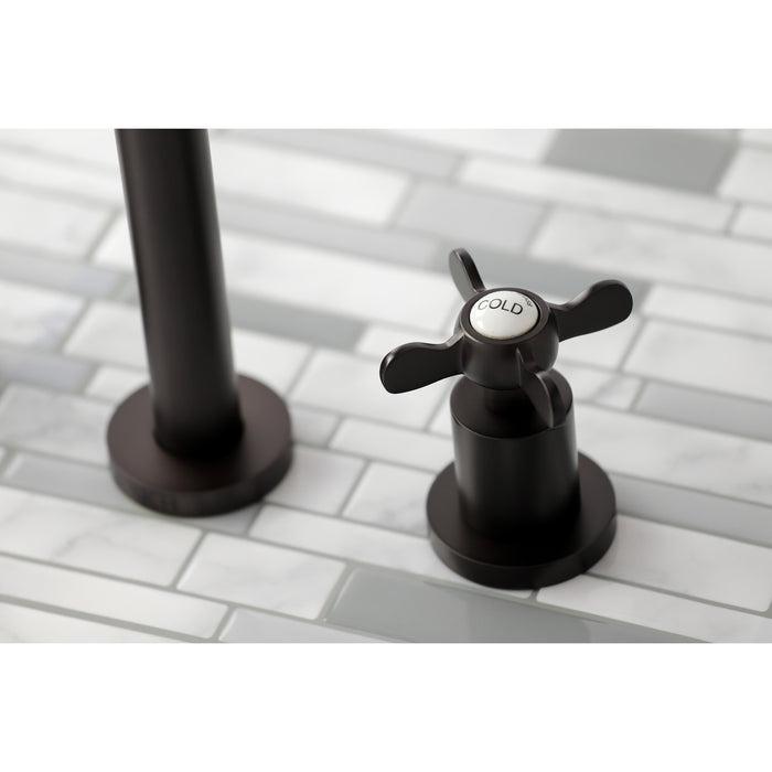 Kingston Tulare KS8025BEX - Essex Two-Handle 3-Hole Wall Mount Tub Faucet, Oil Rubbed Bronze