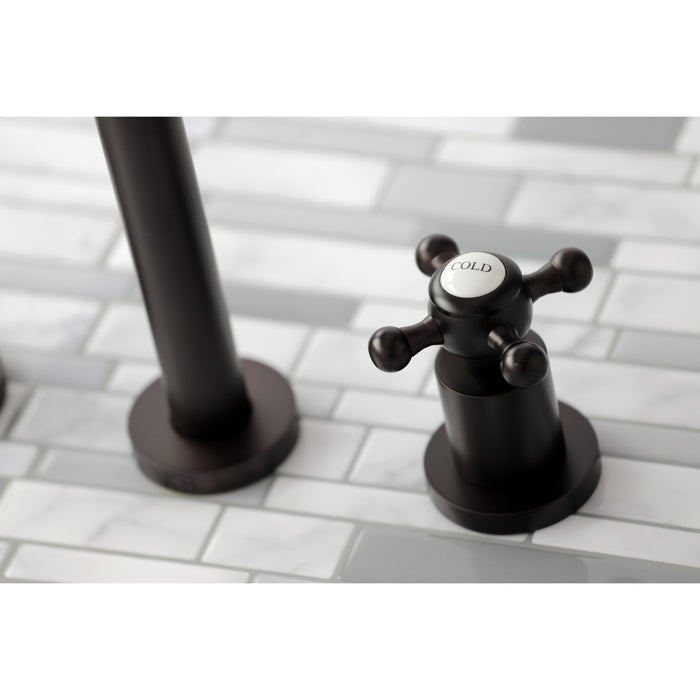 Kingston Tulare KS8025BX - Metropolitan Two-Handle 3-Hole Wall Mount Tub Faucet, Oil Rubbed Bronze