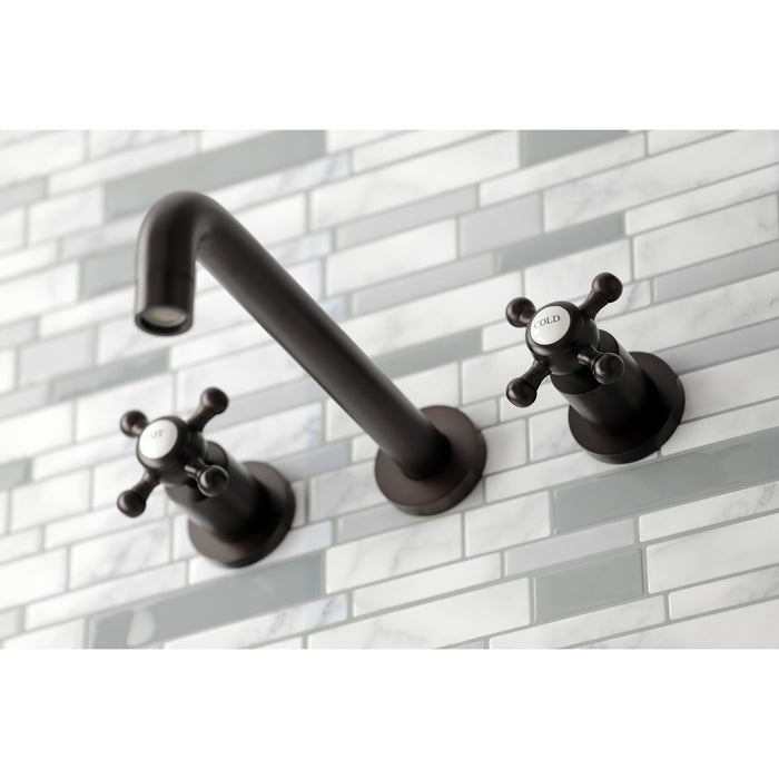 Kingston Tulare KS8025BX - Metropolitan Two-Handle 3-Hole Wall Mount Tub Faucet, Oil Rubbed Bronze