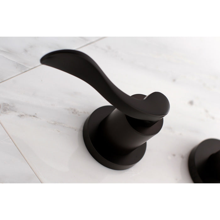 Kingston Tulare KS8025DFL - NuWave Two-Handle 3-Hole Wall Mount Tub Faucet, Oil Rubbed Bronze