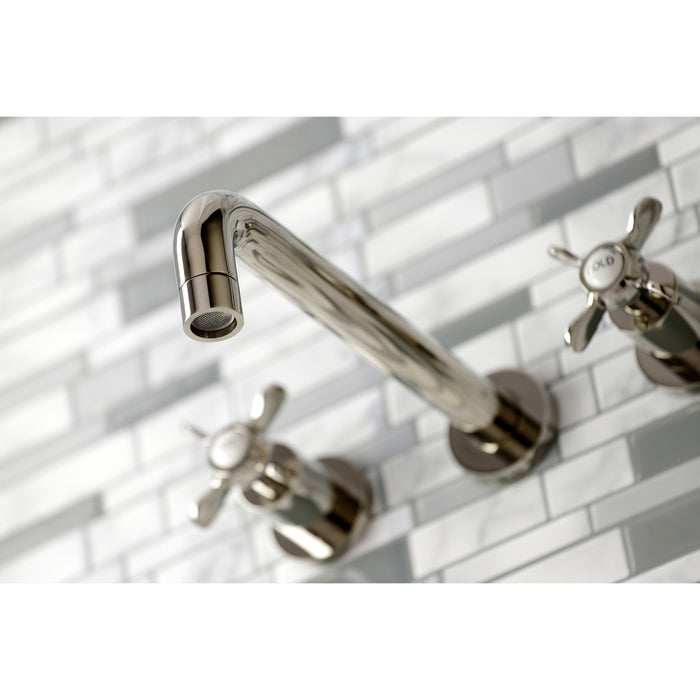 Kingston Tulare KS8026BEX - Essex Two-Handle 3-Hole Wall Mount Tub Faucet, Polished Nickel