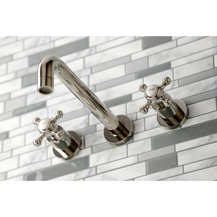 Kingston Tulare KS8026BX - Metropolitan Two-Handle 3-Hole Wall Mount Tub Faucet, Polished Nickel