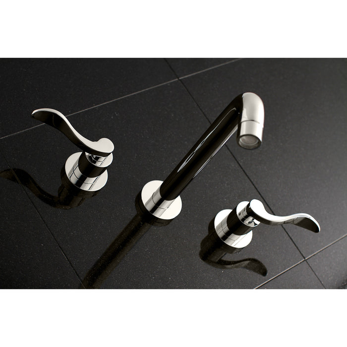 Kingston Tulare KS8026DFL - NuWave Two-Handle 3-Hole Wall Mount Tub Faucet, Polished Nickel