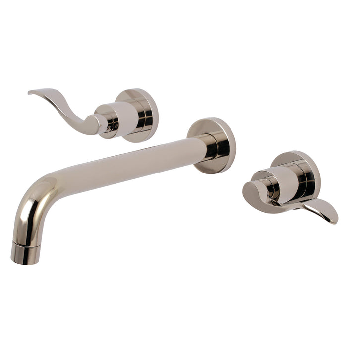Kingston Tulare KS8026DFL - NuWave Two-Handle 3-Hole Wall Mount Tub Faucet, Polished Nickel