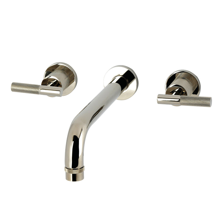 Kingston Sona KS8026KNL - Convergent Two-Handle 3-Hole Wall Mount Roman Tub Faucet with Knurled Handle, Polished Nickel