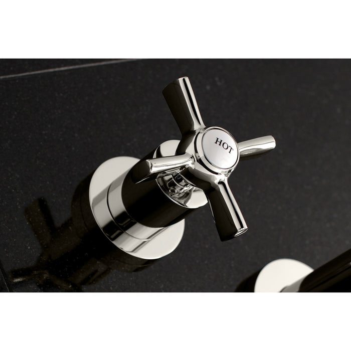 Kingston Sona KS8026ZX - Millennium Two-Handle 3-Hole Wall Mount Roman Tub Faucet, Polished Nickel