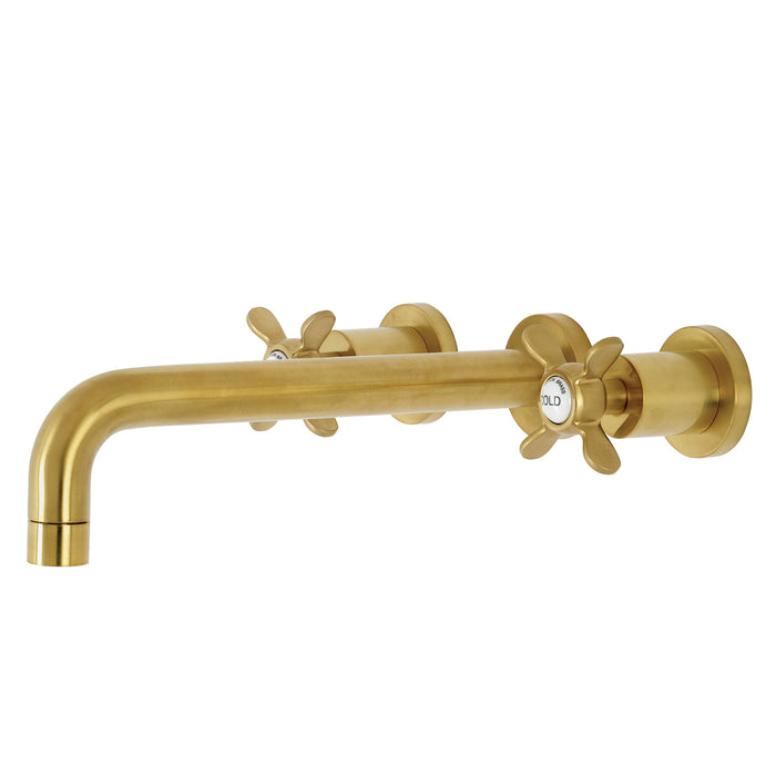 Kingston Tulare KS8027BEX - Essex Two-Handle 3-Hole Wall Mount Tub Faucet, Brushed Brass