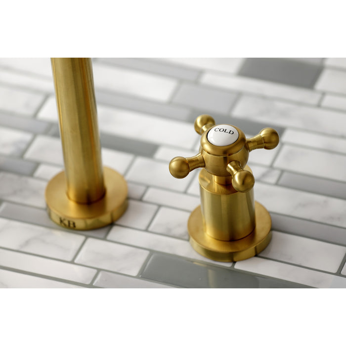 Kingston Tulare KS8027BX - Metropolitan Two-Handle 3-Hole Wall Mount Tub Faucet, Brushed Brass