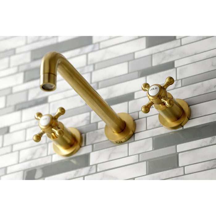 Kingston Tulare KS8027BX - Metropolitan Two-Handle 3-Hole Wall Mount Tub Faucet, Brushed Brass