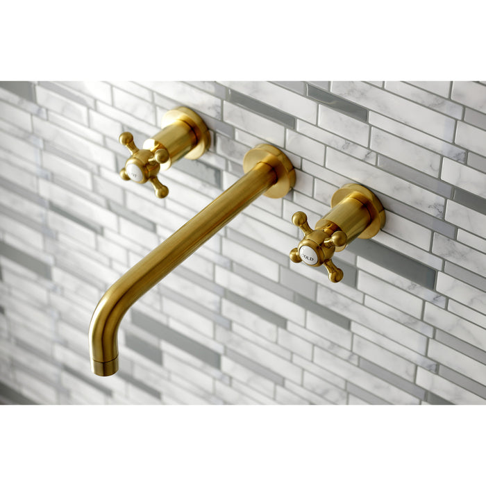 Kingston Tulare KS8027BX - Metropolitan Two-Handle 3-Hole Wall Mount Tub Faucet, Brushed Brass