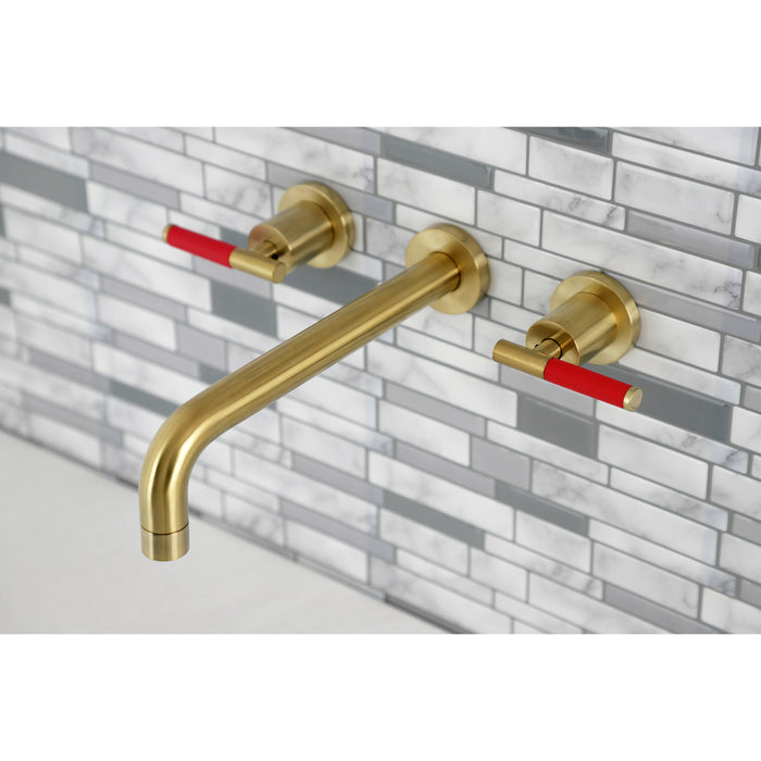 Kingston Sona KS8027CKL - Kaiser Two-Handle 3-Hole Wall Mount Tub Faucet, Brushed Brass