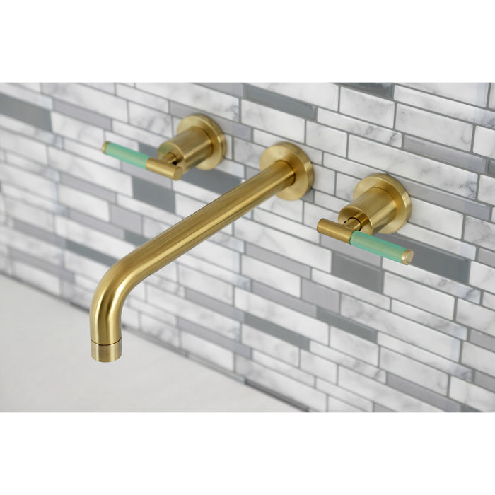 Kingston Sona KS8027CKL - Kaiser Two-Handle 3-Hole Wall Mount Tub Faucet, Brushed Brass
