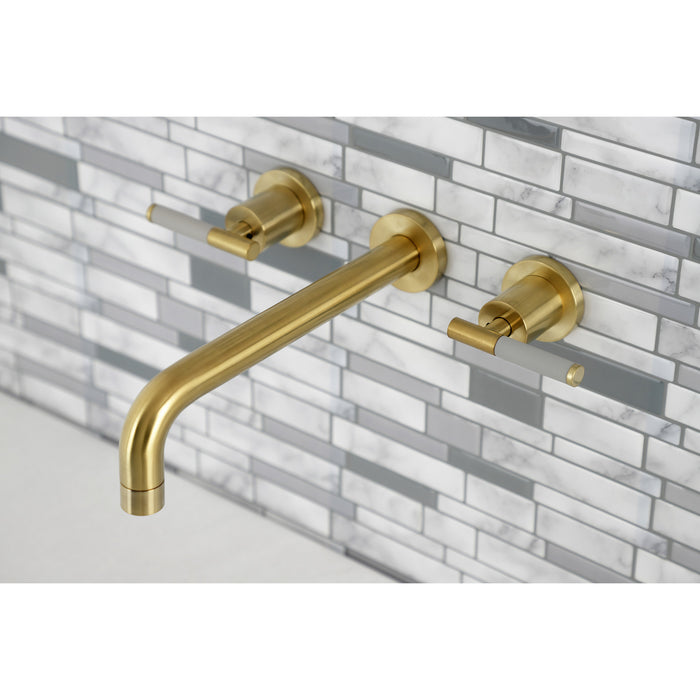 Kingston Sona KS8027CKL - Kaiser Two-Handle 3-Hole Wall Mount Tub Faucet, Brushed Brass