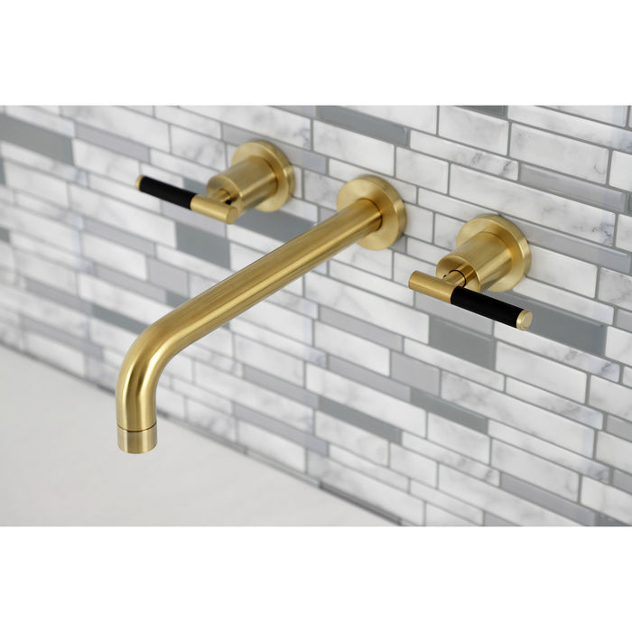 Kingston Sona KS8027CKL - Kaiser Two-Handle 3-Hole Wall Mount Tub Faucet, Brushed Brass